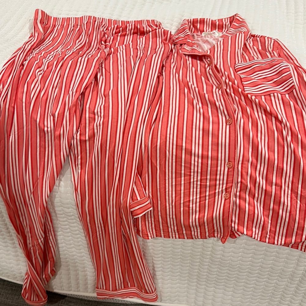 Striped Red Pajama Set for Women